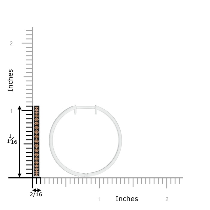 1.6mm AAA Pavé-Set Coffee Diamond Hoop Earrings with Milgrain in White Gold product image