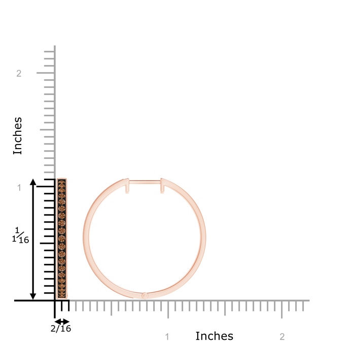1.6mm AAAA Pavé-Set Coffee Diamond Hoop Earrings with Milgrain in Rose Gold product image