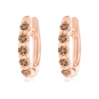 2.2mm AAA Bar-Set Brown Diamond Huggie Hoop Earrings in Rose Gold