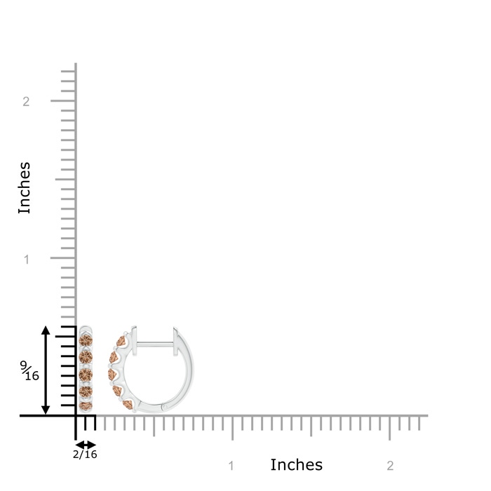 2.2mm AAA Bar-Set Brown Diamond Huggie Hoop Earrings in White Gold product image