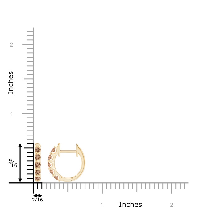 2.2mm AAA Bar-Set Brown Diamond Huggie Hoop Earrings in Yellow Gold product image