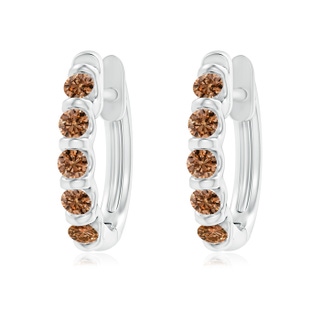 2.2mm AAAA Bar-Set Brown Diamond Huggie Hoop Earrings in P950 Platinum