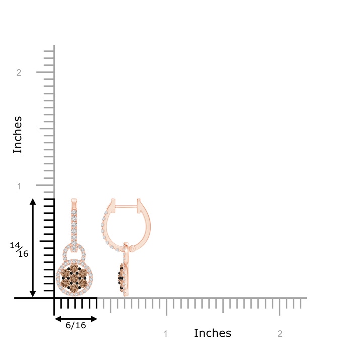 2.2mm AAA Coffee Diamond Clustre Drop Earrings with Halo in Rose Gold Product Image