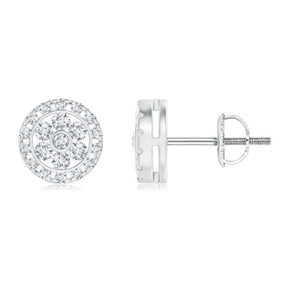1.5mm GVS2 Channel-Set Diamond Flower Studs with Halo in White Gold