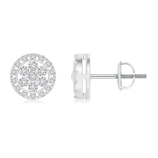 1.5mm HSI2 Channel-Set Diamond Flower Studs with Halo in White Gold