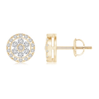 1.5mm HSI2 Channel-Set Diamond Flower Studs with Halo in Yellow Gold