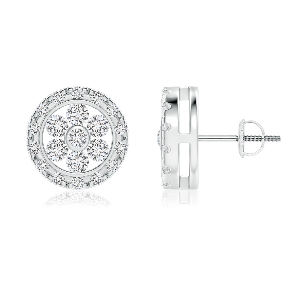 2.1mm HSI2 Channel-Set Diamond Flower Studs with Halo in White Gold