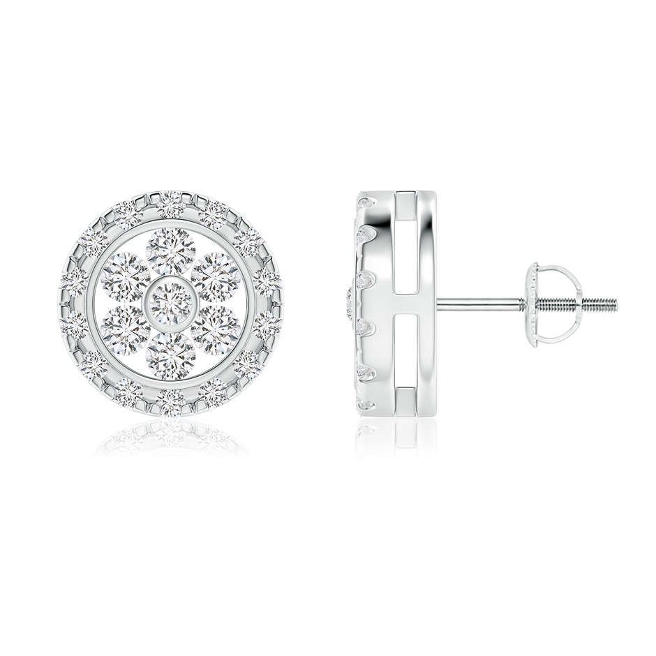 2.1mm HSI2 Channel-Set Diamond Flower Studs with Halo in White Gold 