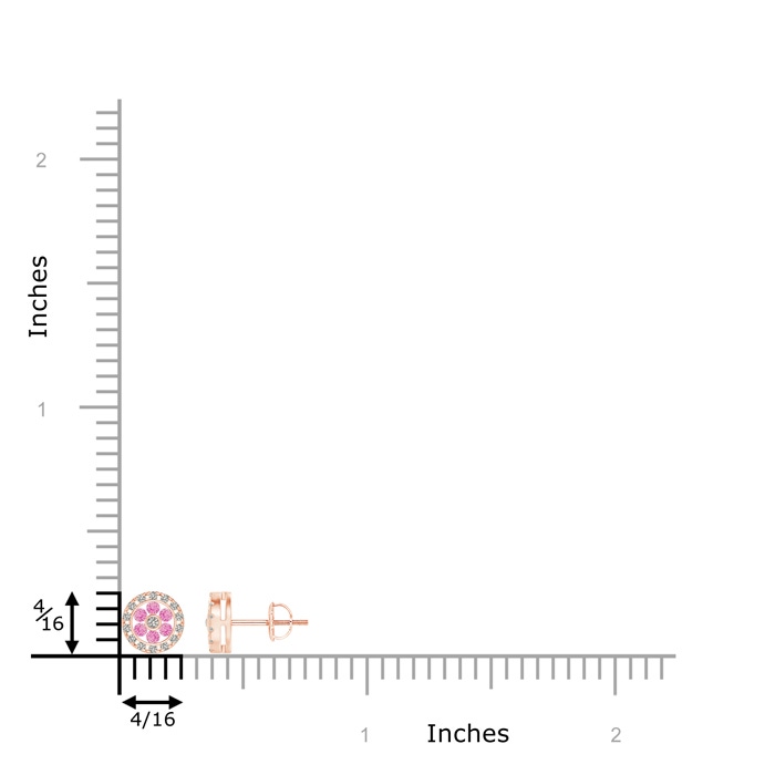 1.5mm A Channel-Set Pink Sapphire Flower Studs with Diamond Halo in Rose Gold product image