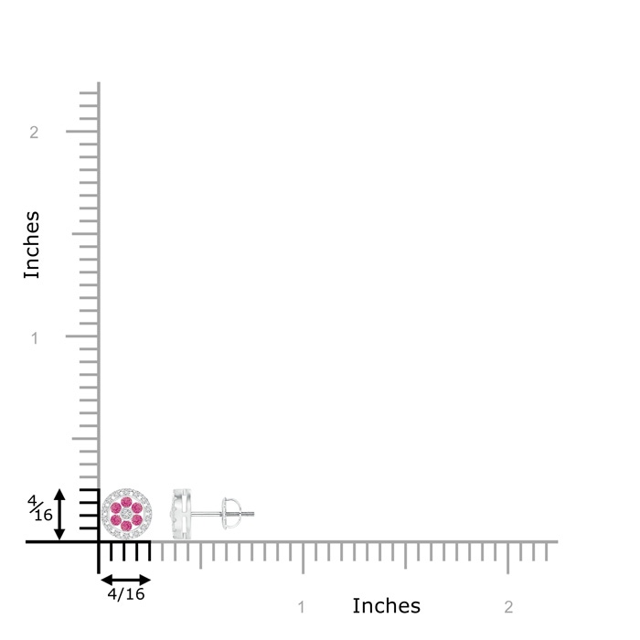 1.5mm AAA Channel-Set Pink Sapphire Flower Studs with Diamond Halo in White Gold product image