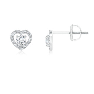 2.5mm GVS2 Solitaire Diamond Open Heart Studs with Accents in P950 Platinum