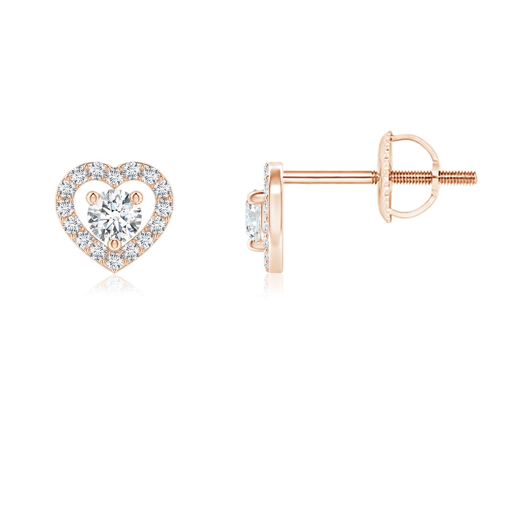 2.5mm GVS2 Solitaire Diamond Open Heart Studs with Accents in Rose Gold