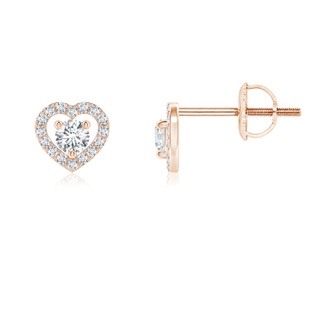 2.5mm GVS2 Solitaire Diamond Open Heart Studs with Accents in Rose Gold