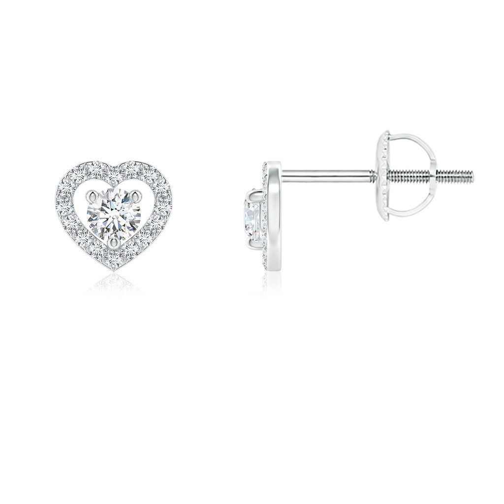 2.5mm GVS2 Solitaire Diamond Open Heart Studs with Accents in White Gold