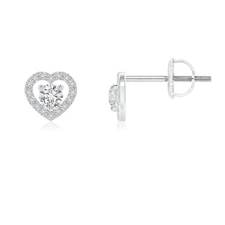 2.5mm HSI2 Solitaire Diamond Open Heart Studs with Accents in White Gold