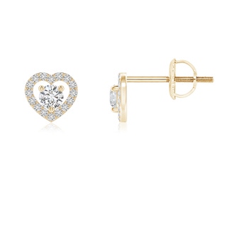 2.5mm HSI2 Solitaire Diamond Open Heart Studs with Accents in Yellow Gold
