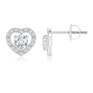 3.5mm GVS2 Solitaire Diamond Open Heart Studs with Accents in P950 Platinum