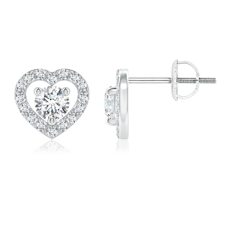 3.5mm GVS2 Solitaire Diamond Open Heart Studs with Accents in White Gold 