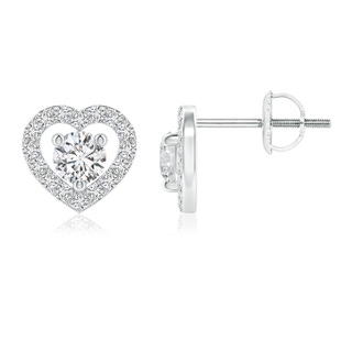 3.5mm HSI2 Solitaire Diamond Open Heart Studs with Accents in White Gold