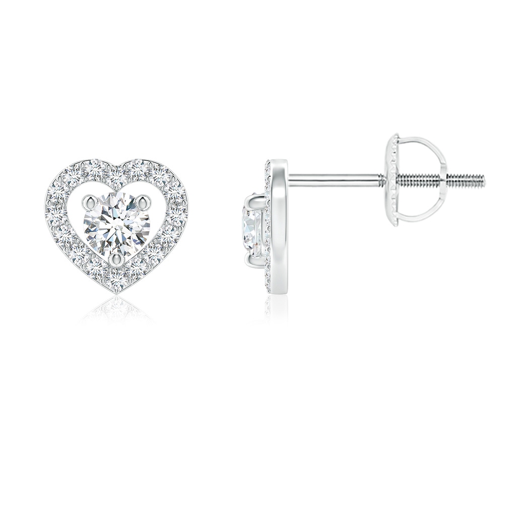 3mm GVS2 Solitaire Diamond Open Heart Studs with Accents in White Gold