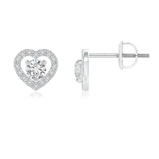 3mm HSI2 Solitaire Diamond Open Heart Studs with Accents in White Gold