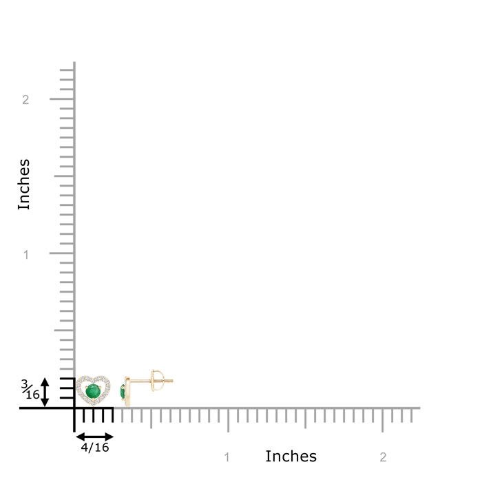 2.5mm A Solitaire Emerald Open Heart Studs with Diamonds in Yellow Gold product image