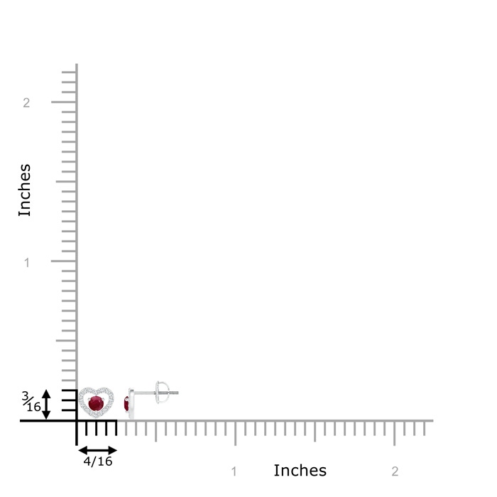 2.5mm A Solitaire Ruby Open Heart Studs with Diamonds in White Gold product image