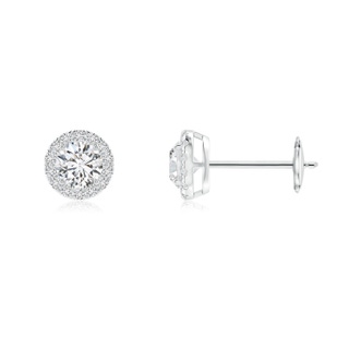 3.8mm HSI2 Claw-Set Diamond Halo Stud Earrings in White Gold