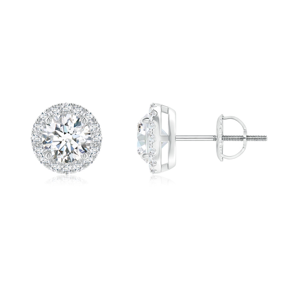 4.7mm GVS2 Claw-Set Diamond Halo Stud Earrings in P950 Platinum 