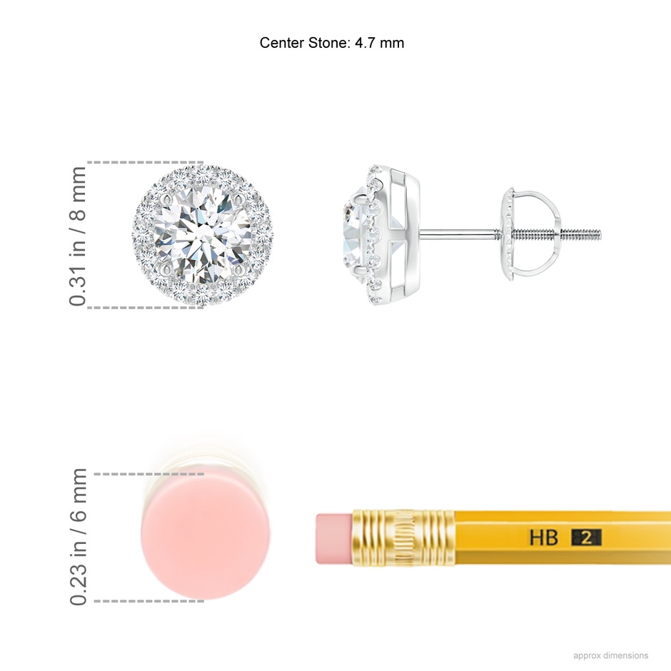 4.7mm GVS2 Claw-Set Diamond Halo Stud Earrings in P950 Platinum ruler