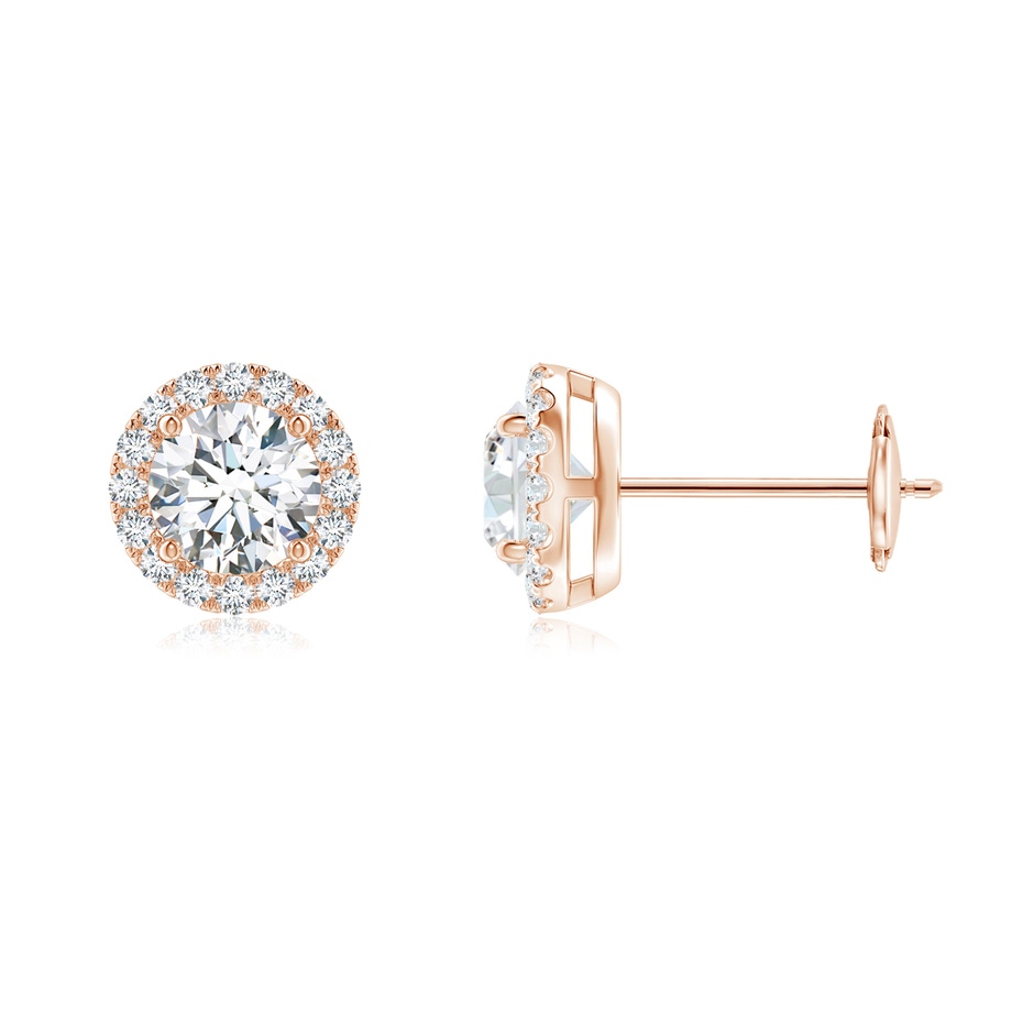 4.7mm GVS2 Claw-Set Diamond Halo Stud Earrings in Rose Gold 