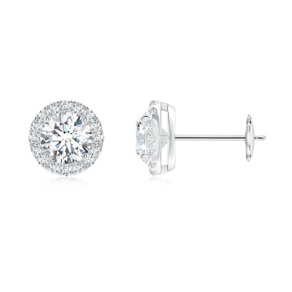 5mm GVS2 Claw-Set Diamond Halo Stud Earrings in White Gold 