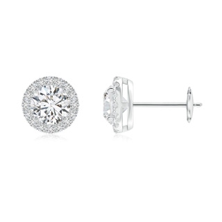 5mm HSI2 Claw-Set Diamond Halo Stud Earrings in White Gold