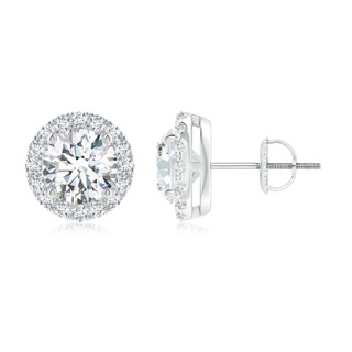 6mm GVS2 Claw-Set Diamond Halo Stud Earrings in P950 Platinum