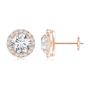 6mm GVS2 Claw-Set Diamond Halo Stud Earrings in Rose Gold