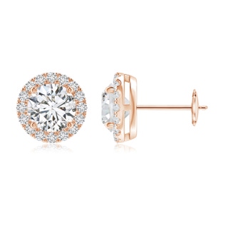 6mm HSI2 Claw-Set Diamond Halo Stud Earrings in Rose Gold