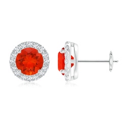 White Gold White Gold Fire Opal Earrings