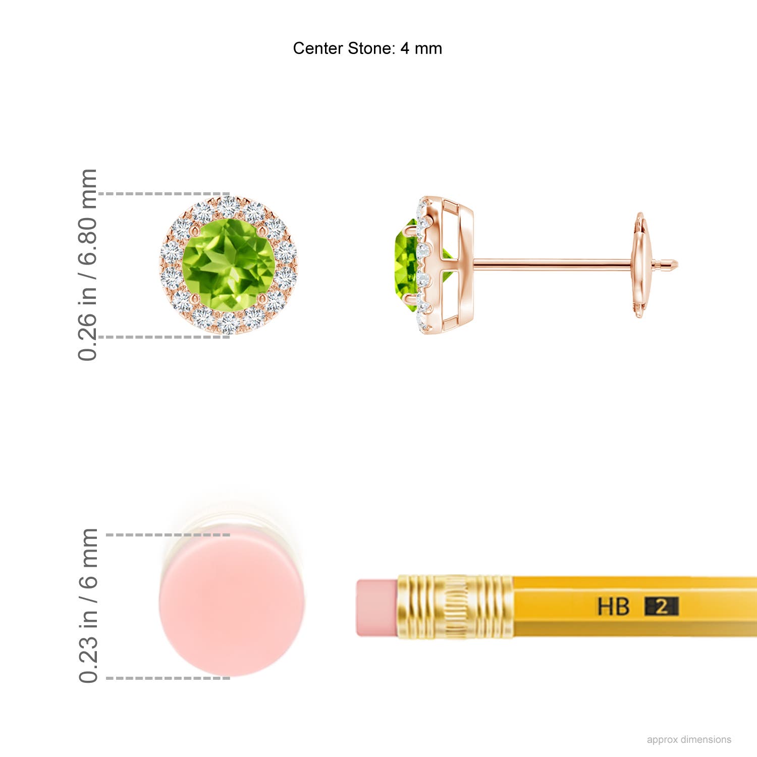 AAA - Peridot / 0.74 CT / 14 KT Rose Gold