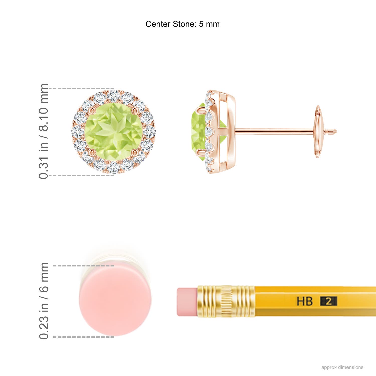 A - Peridot / 1.36 CT / 14 KT Rose Gold