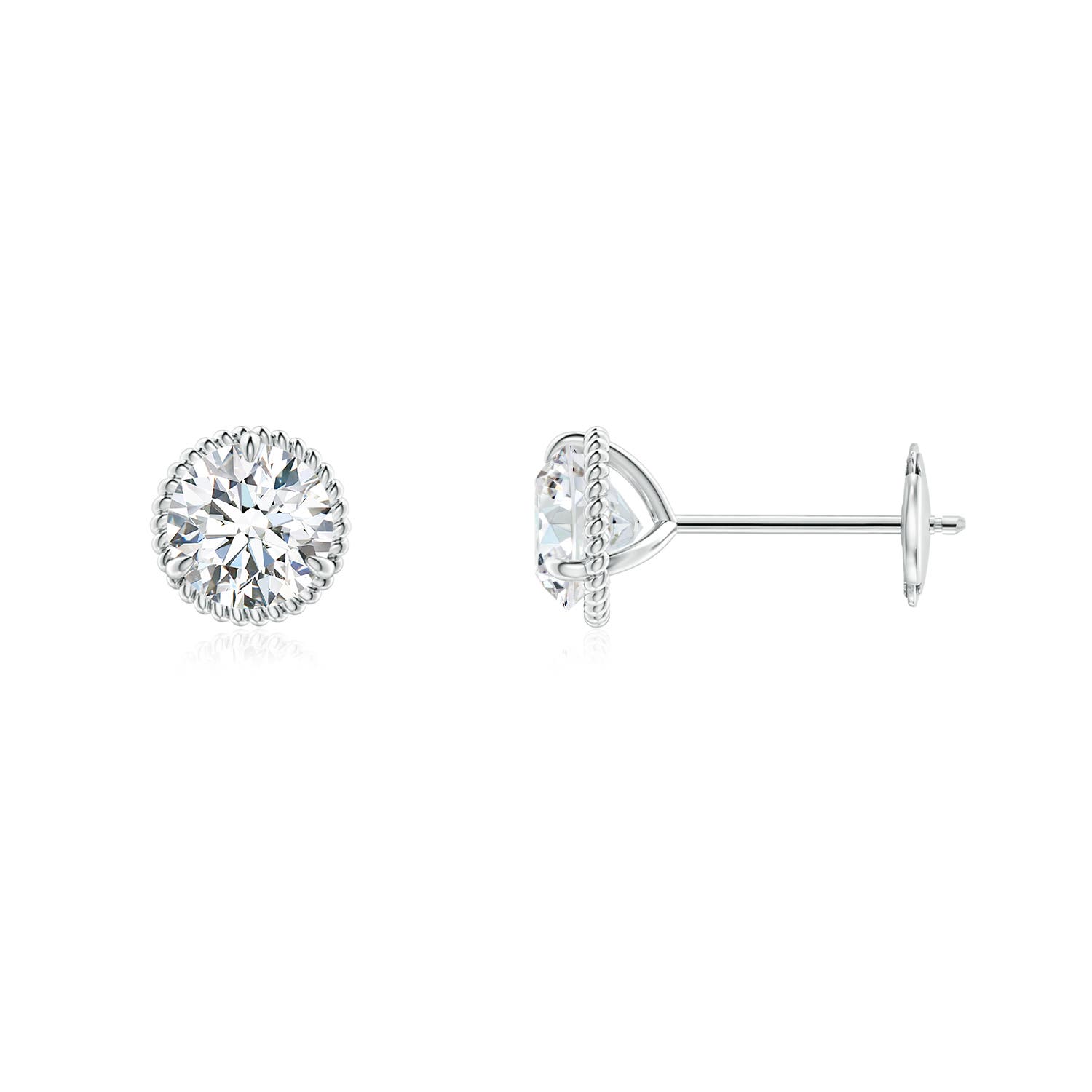 5.1mm GVS2 Rope Framed Claw-Set Diamond Martini Stud Earrings in 18K White Gold