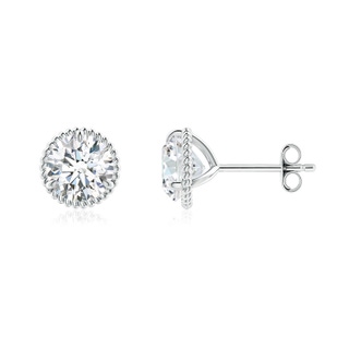 6.4mm GVS2 Rope Framed Claw-Set Diamond Martini Stud Earrings in S999 Silver