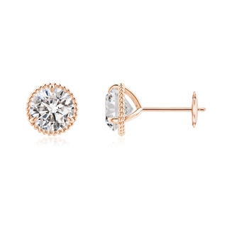 6.4mm IJI1I2 Rope Framed Claw-Set Diamond Martini Stud Earrings in Rose Gold