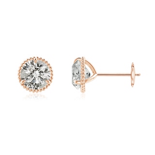 6.4mm KI3 Rope Framed Claw-Set Diamond Martini Stud Earrings in Rose Gold