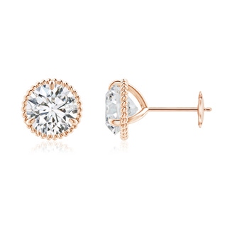 7.4mm HSI2 Rope Framed Claw-Set Diamond Martini Stud Earrings in 9K Rose Gold