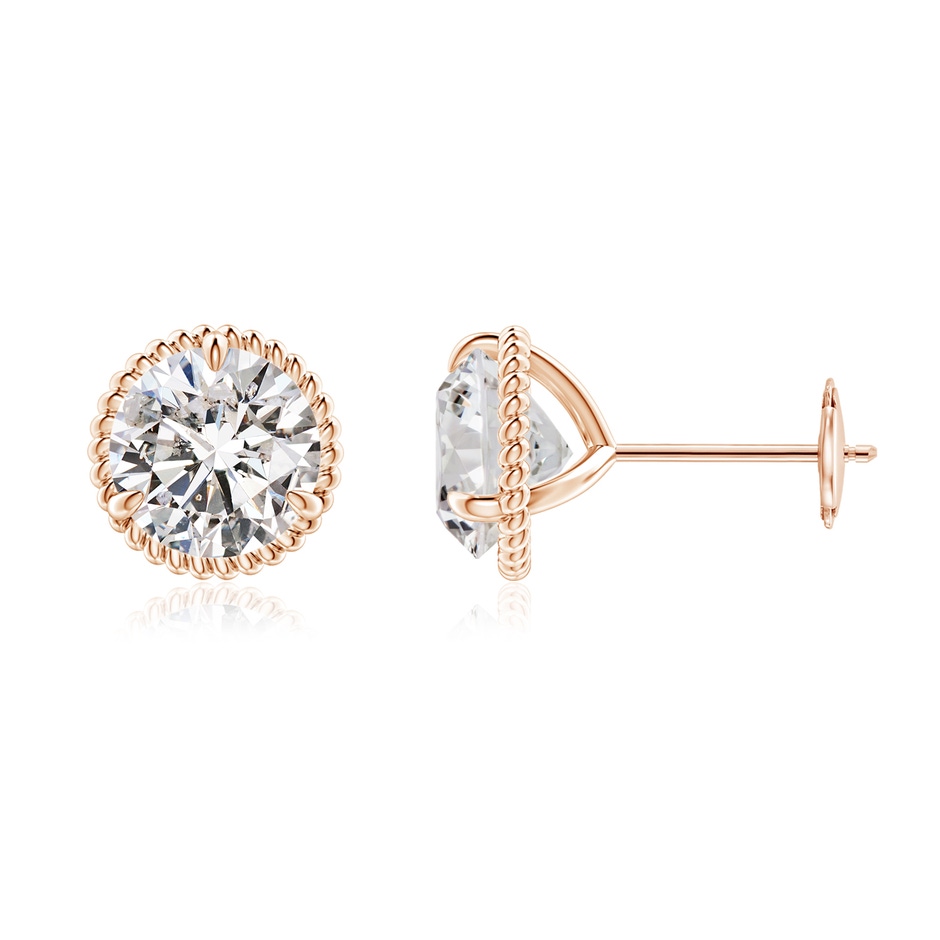7.4mm IJI1I2 Rope Framed Claw-Set Diamond Martini Stud Earrings in Rose Gold 