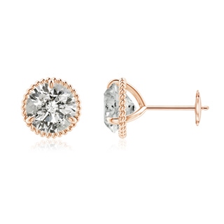 7.4mm KI3 Rope Framed Claw-Set Diamond Martini Stud Earrings in 10K Rose Gold