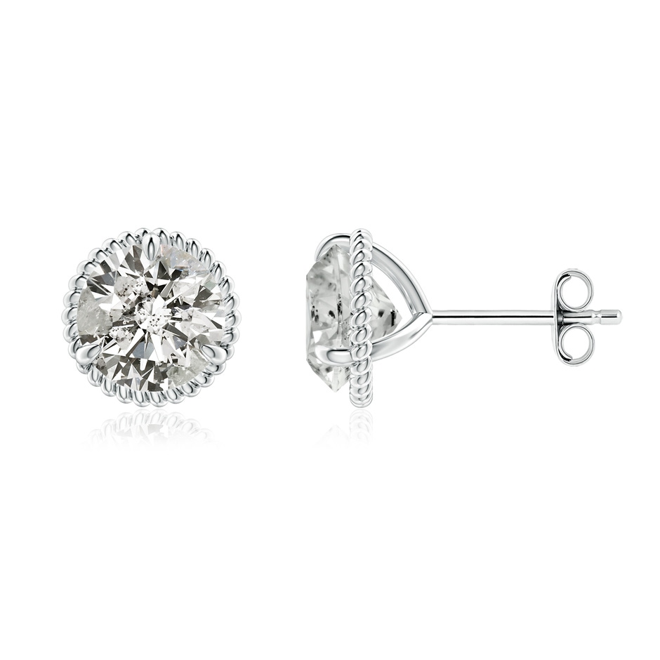 7.4mm KI3 Rope Framed Claw-Set Diamond Martini Stud Earrings in S999 Silver 