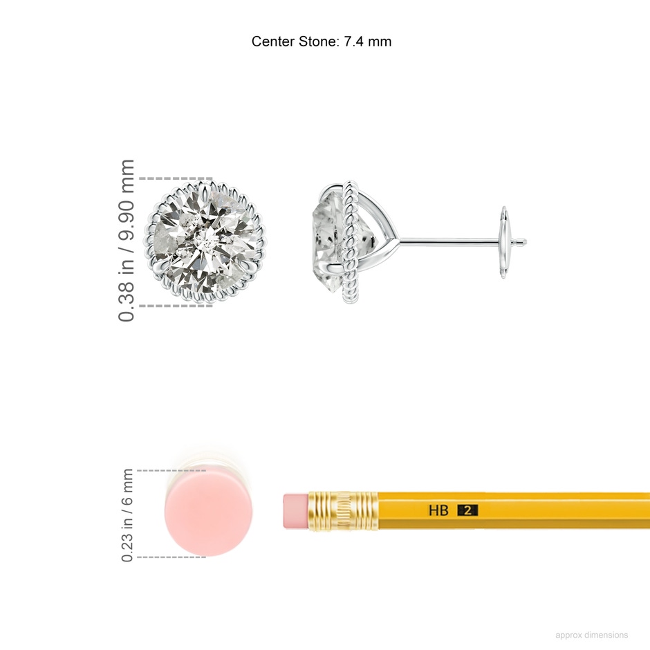 7.4mm KI3 Rope Framed Claw-Set Diamond Martini Stud Earrings in White Gold ruler