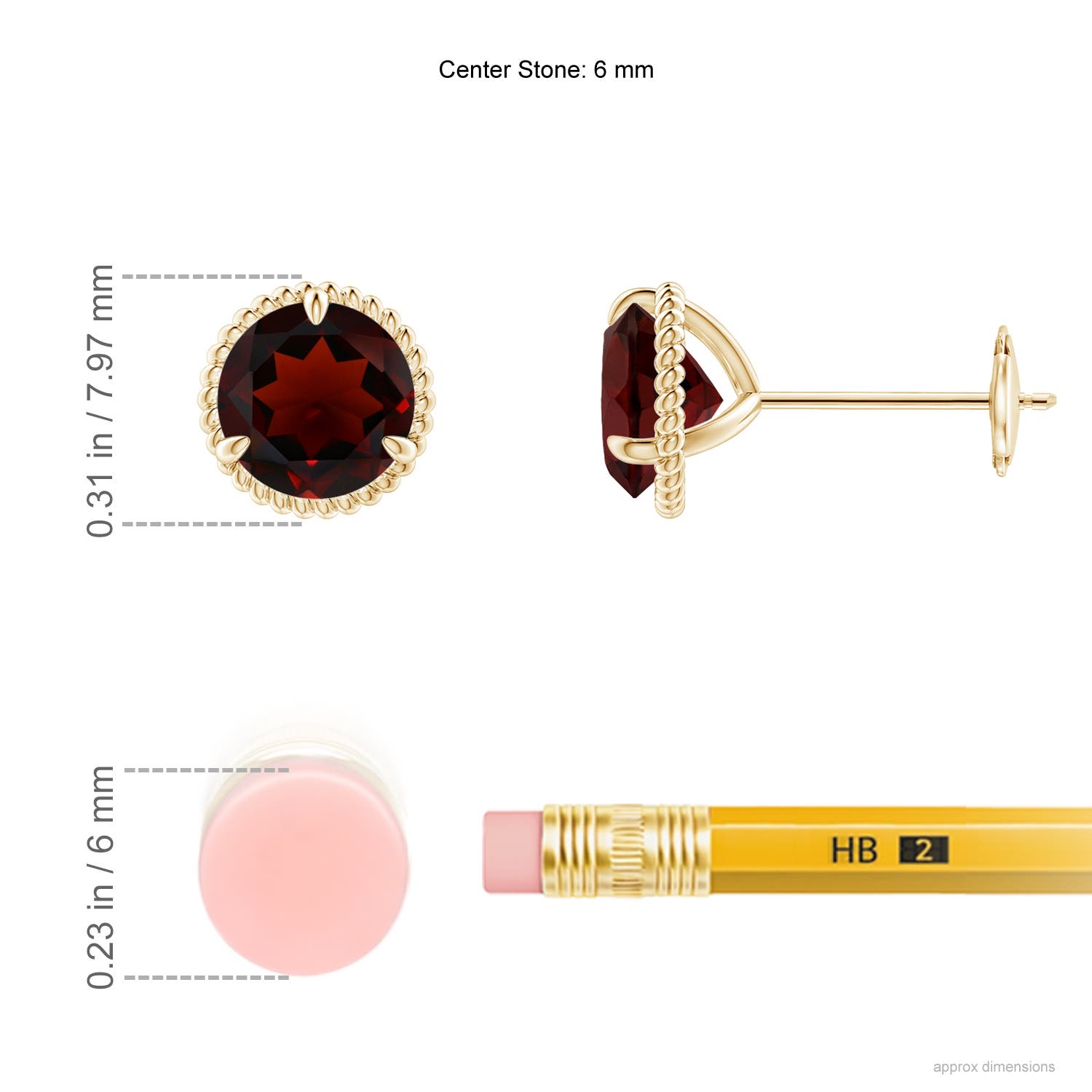 AA - Garnet / 2 CT / 14 KT Yellow Gold