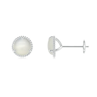 6mm AAA Rope Framed Claw-Set Moonstone Martini Stud Earrings in White Gold